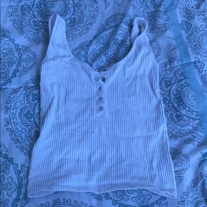 white ribbed button up tank top from aura